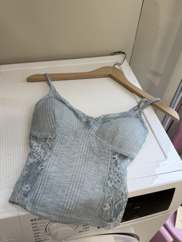 CJLX9290D  大Ｖ領蕾絲拼接bra top：圖片 3