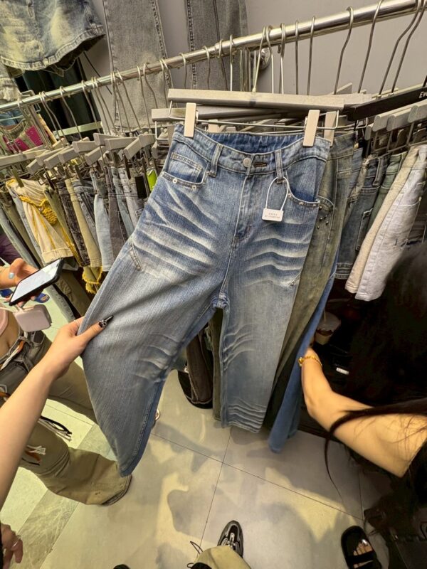 CA1 3223卯釘線條刷色長褲