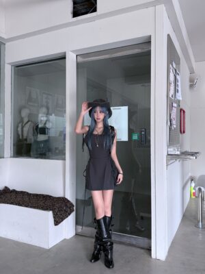 CA1 83866馬甲綁繩西裝裙