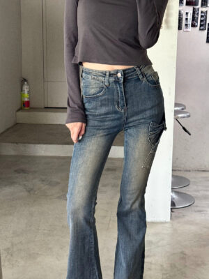 CS23301蝴蝶結刷色喇叭褲