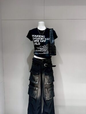 CS1 A1113工裝口袋刷色牛仔褲