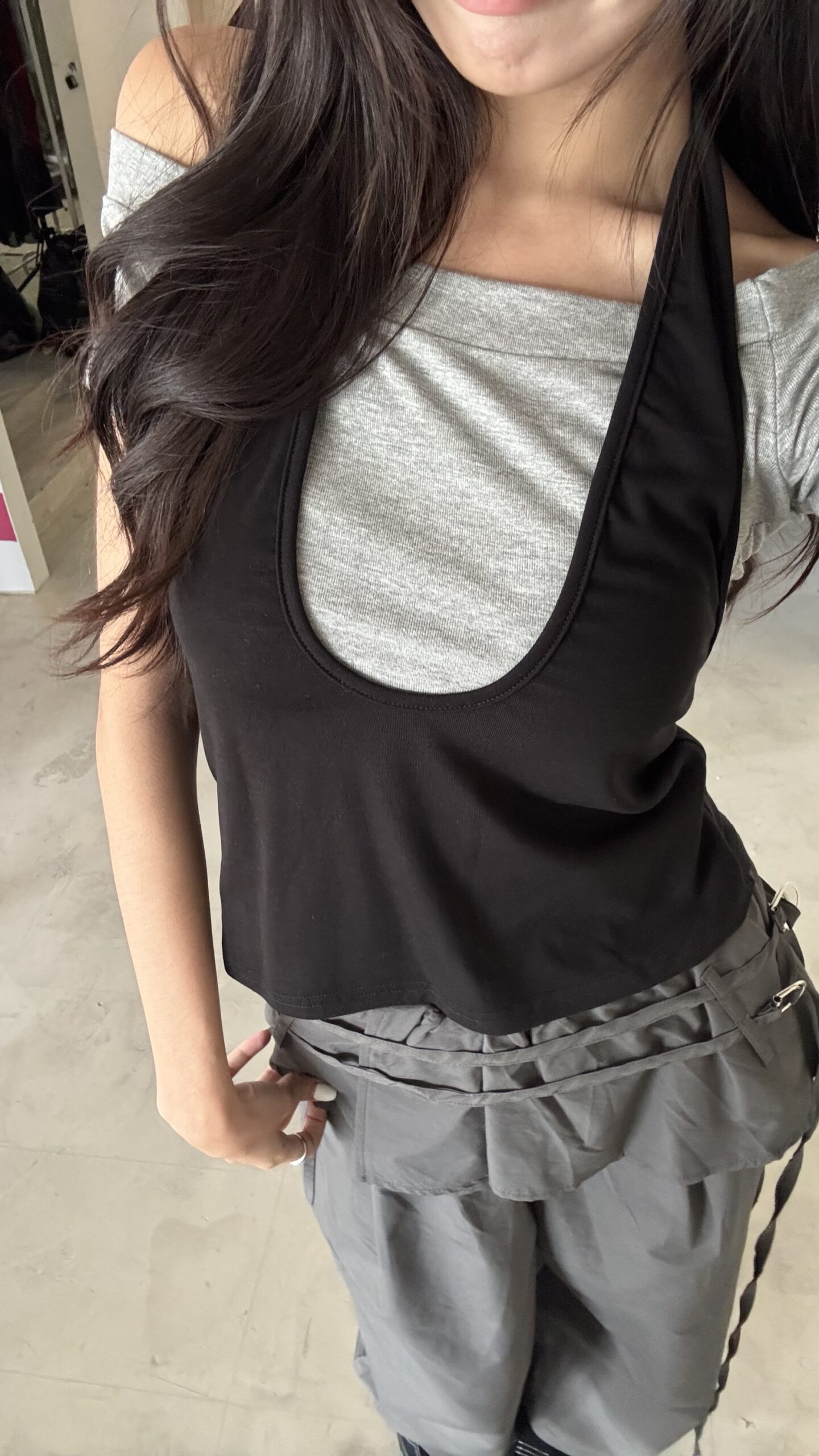 CS1 25T317拼色斜肩上衣:圖片 3