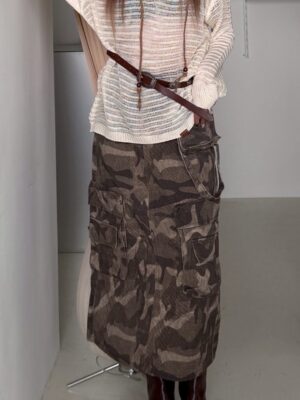 CO1 7018口袋設計迷彩工裝長裙