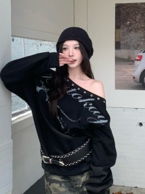 CO2 2554銀圈斜肩印花大學Ｔ