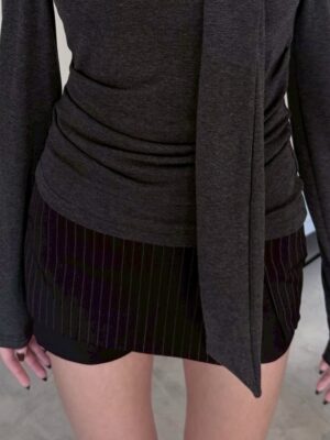 CN1 2581 條紋西裝短褲裙