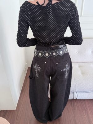 ［🇰🇷正韓］KN08壞女孩水鑽十字褲