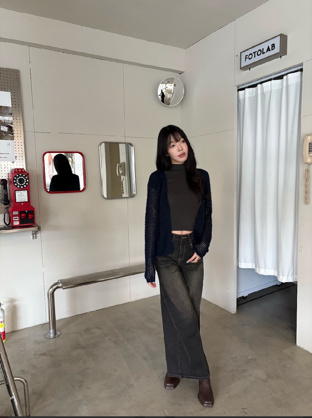 CN2 918302黑灰水洗刷色牛仔寬直筒褲:圖片 7