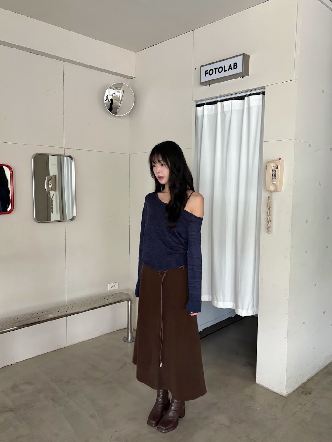 CN2 7586質感毛呢長裙(附皮帶):圖片 10