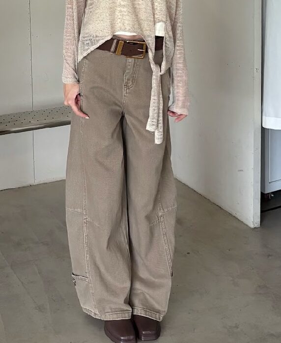 CN2 1308 復古美拉德設計感弧形牛仔褲