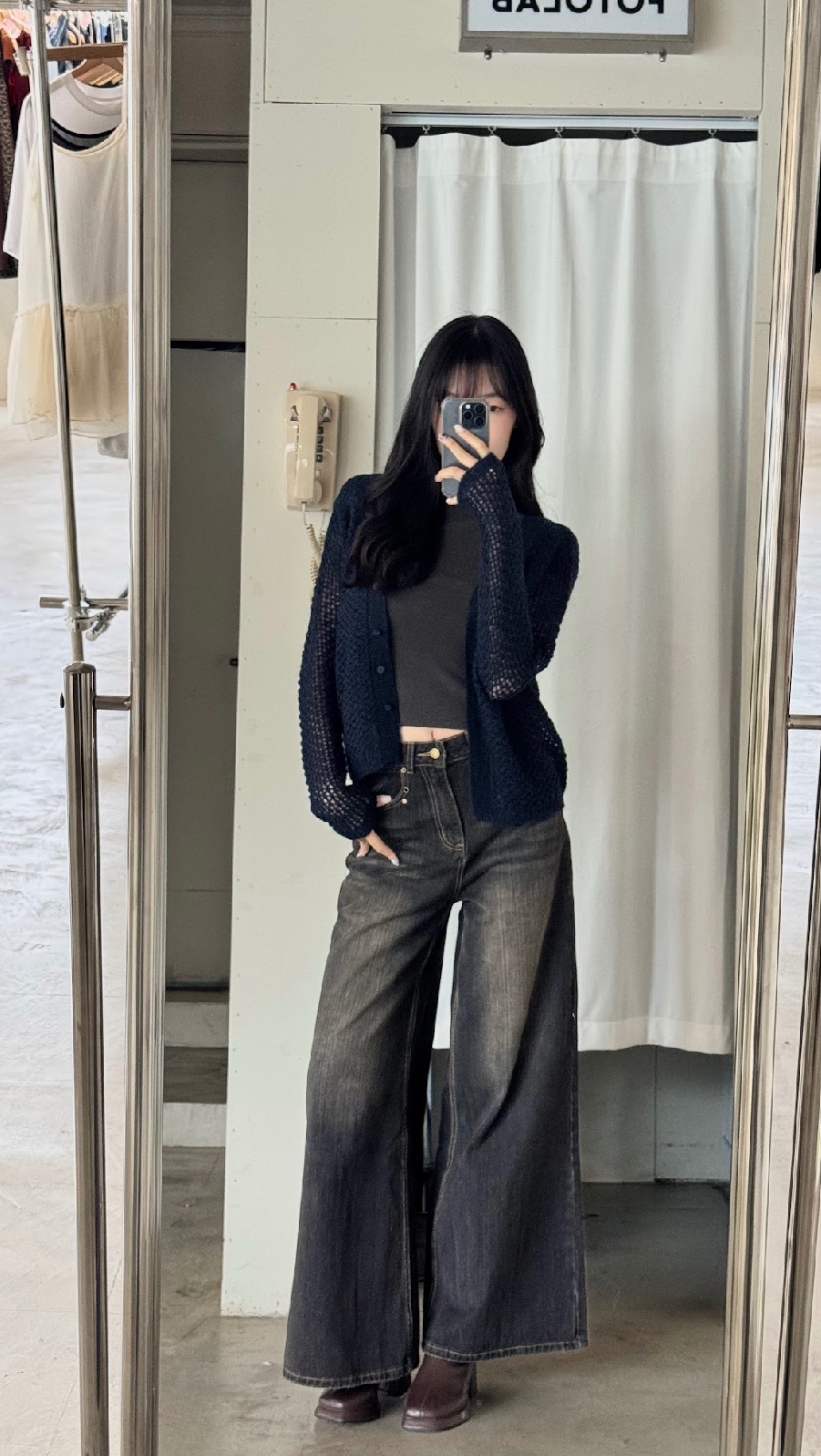 CN2 918302黑灰水洗刷色牛仔寬直筒褲:圖片 5