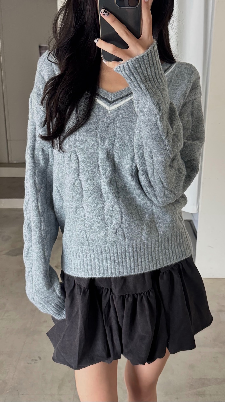 CN2 803407 V領條紋針織長袖(附圍巾):圖片 11