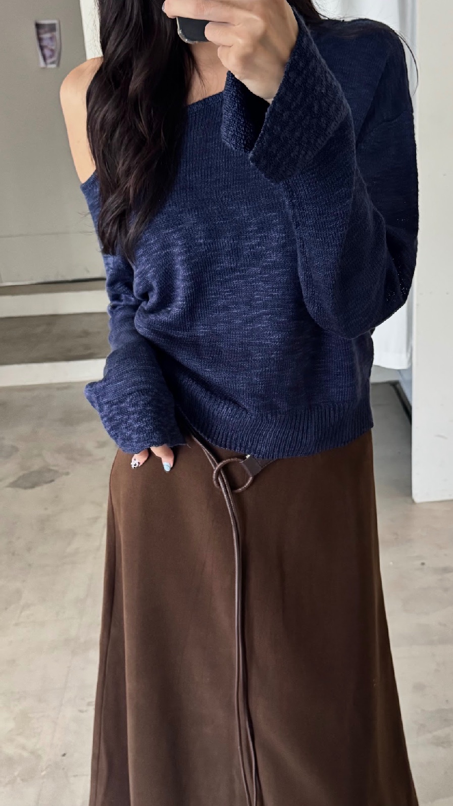 CN2 7586質感毛呢長裙(附皮帶):圖片 14