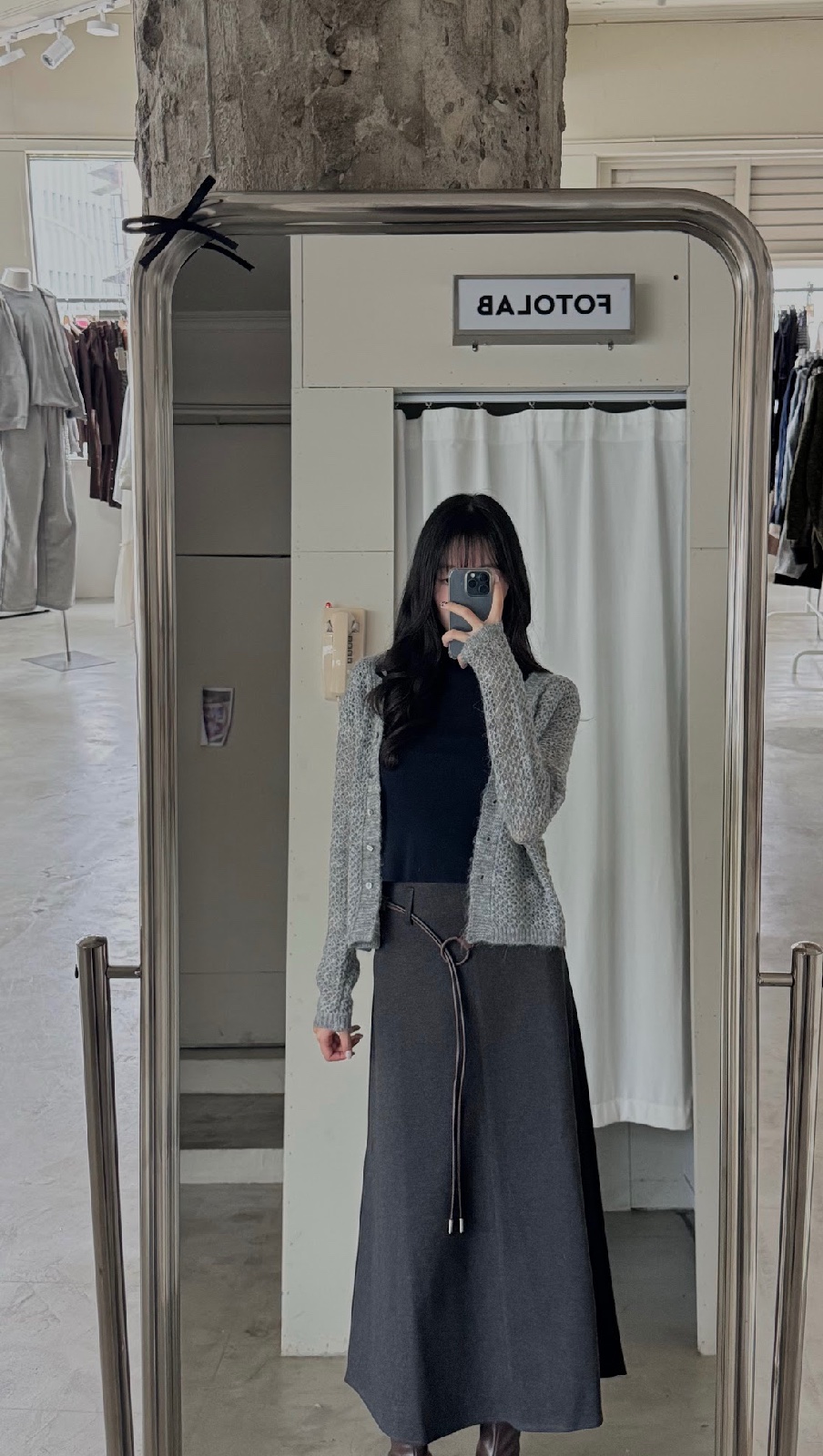 CN2 7586質感毛呢長裙(附皮帶):圖片 5