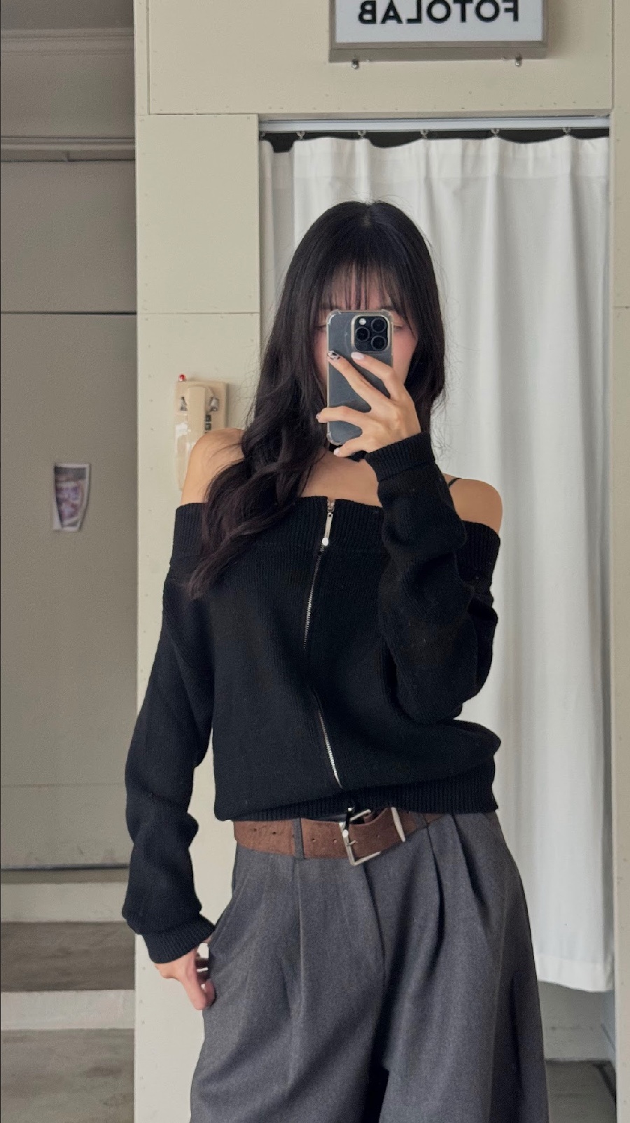 CN2 cx1188一字領雙拉鏈針織衣(附圍脖)