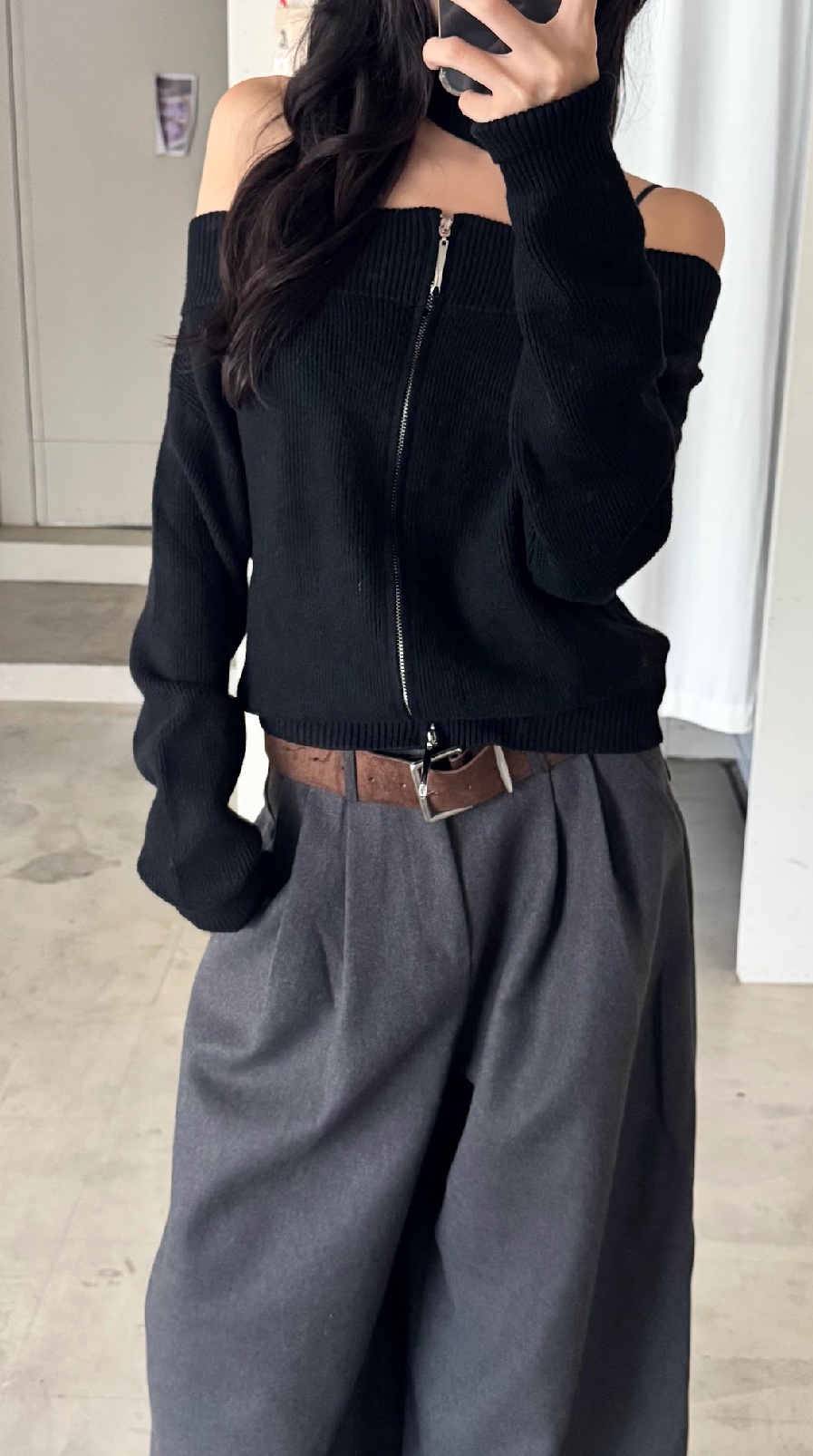 CN2 cx1188一字領雙拉鏈針織衣(附圍脖):圖片 5