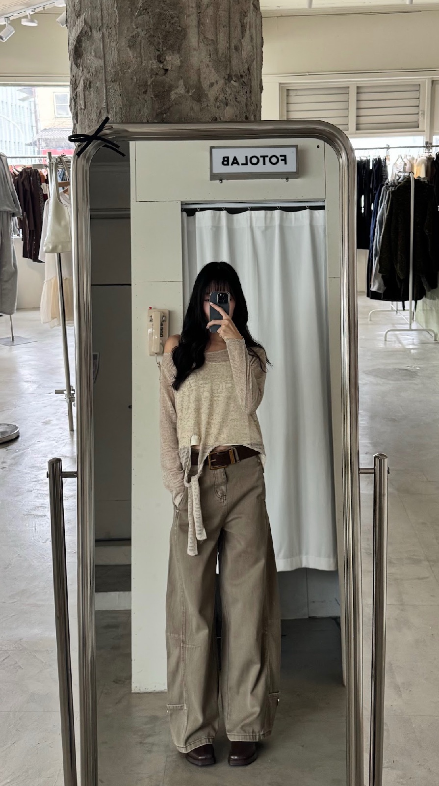 CN2 1308 復古美拉德設計感弧形牛仔褲:圖片 4