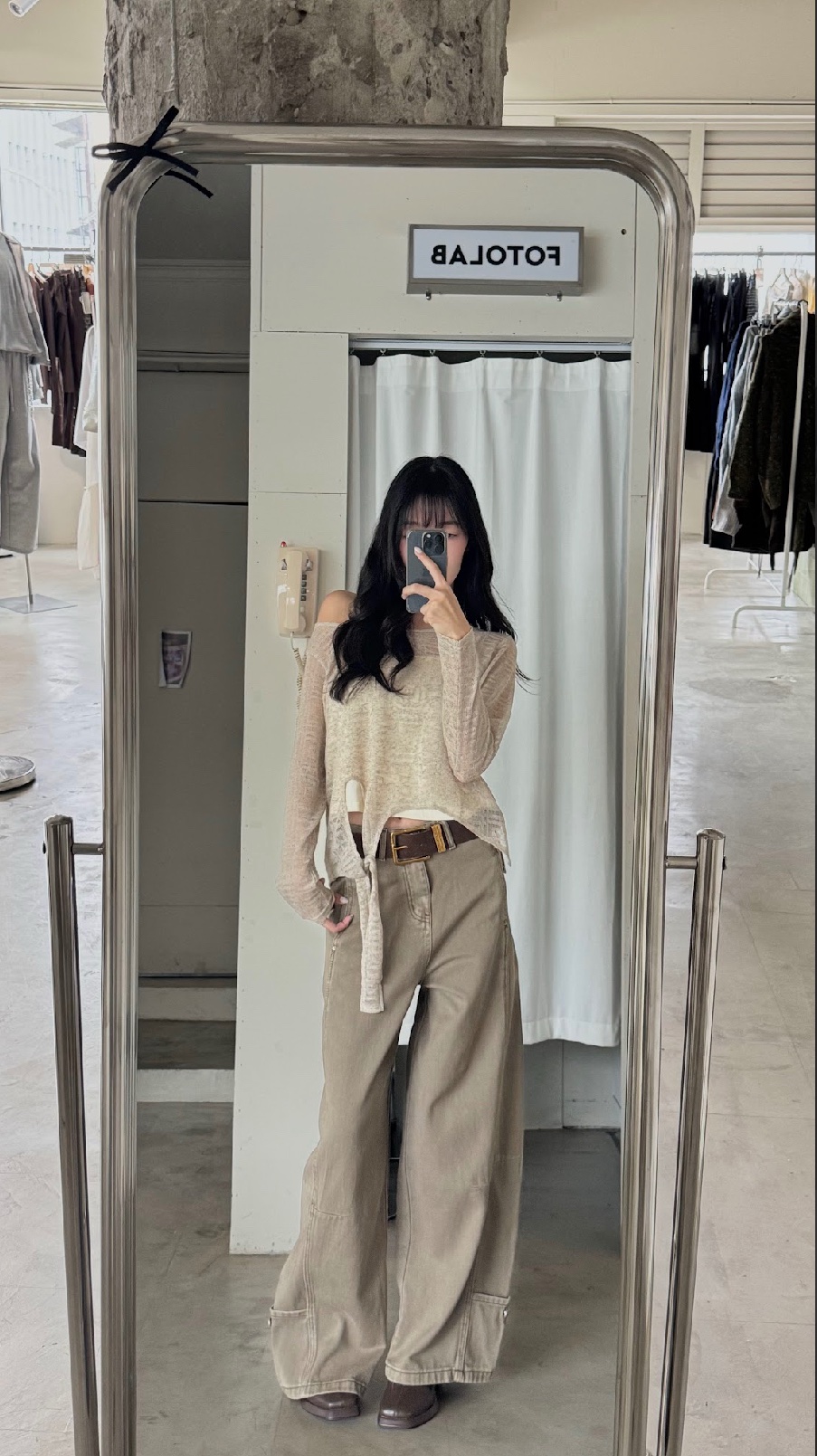 CN2 1308 復古美拉德設計感弧形牛仔褲:圖片 7