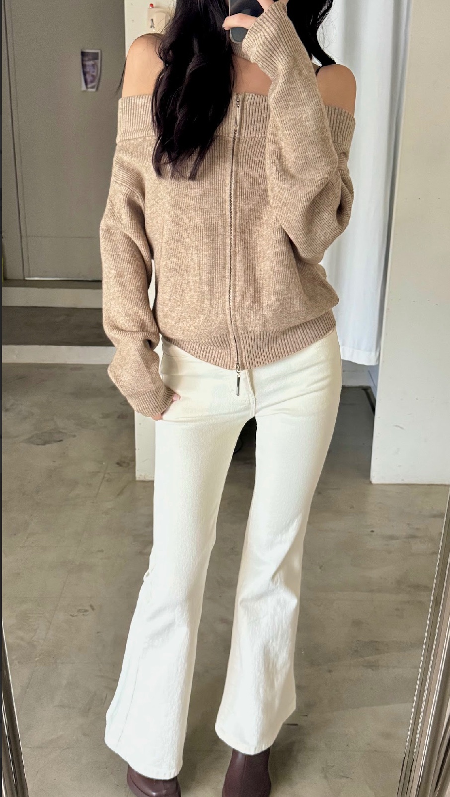 CN2 1380純白內刷毛微喇叭褲:圖片 4