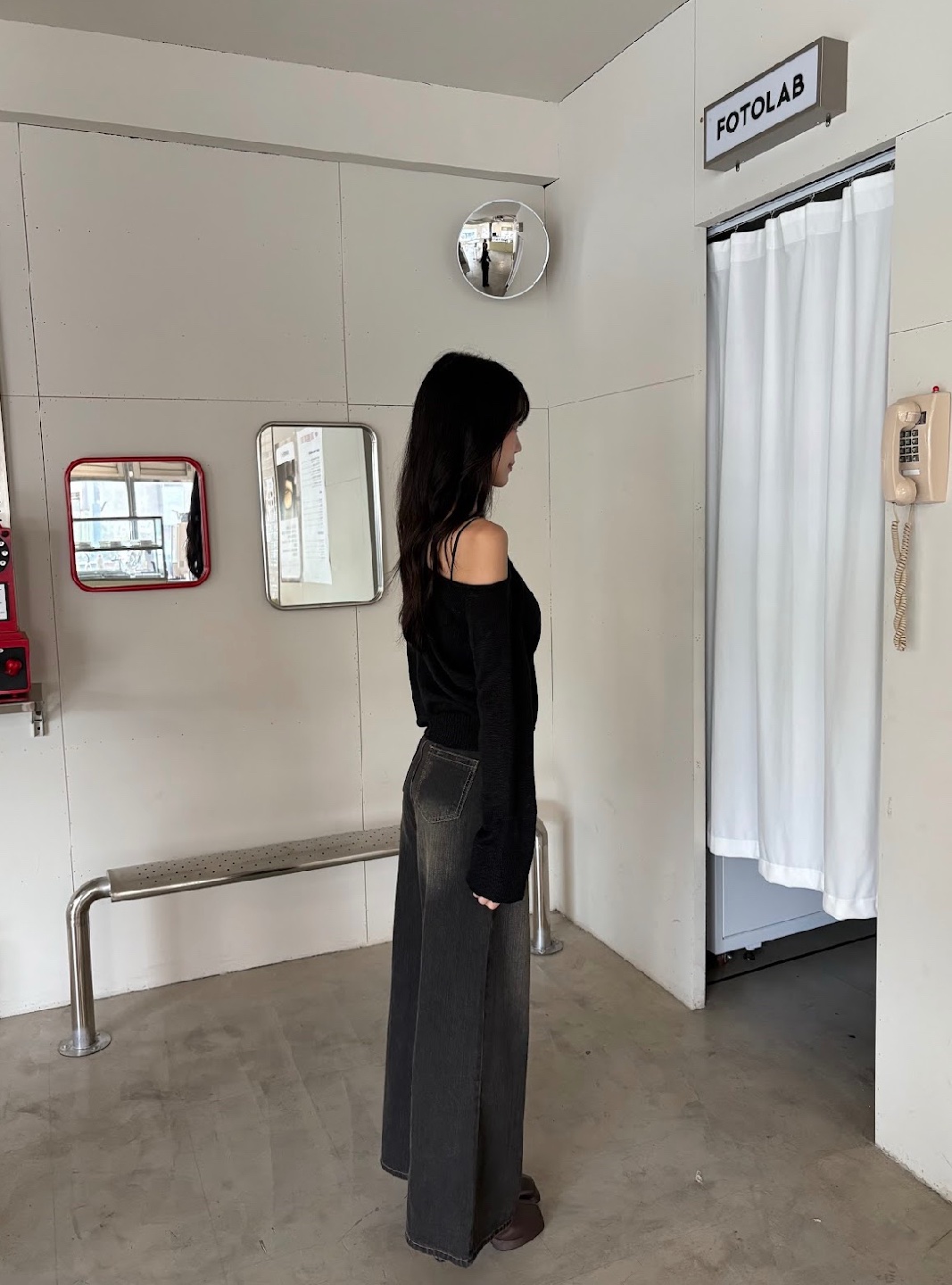 CN2 918302黑灰水洗刷色牛仔寬直筒褲:圖片 11