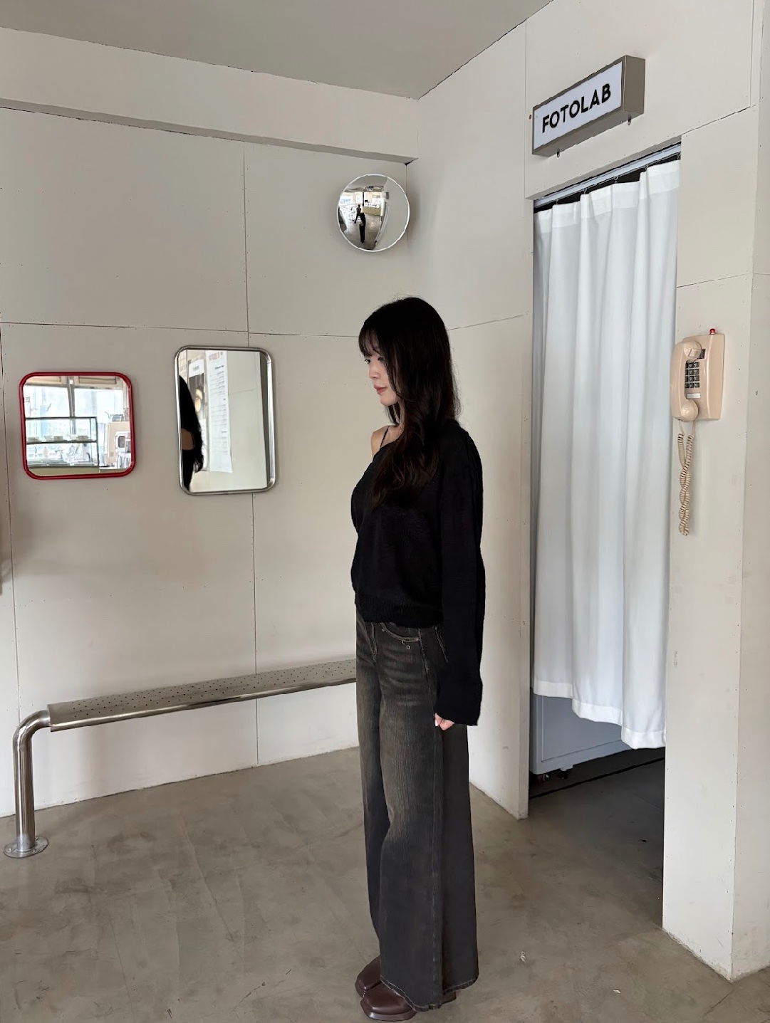 CN2 918302黑灰水洗刷色牛仔寬直筒褲:圖片 12