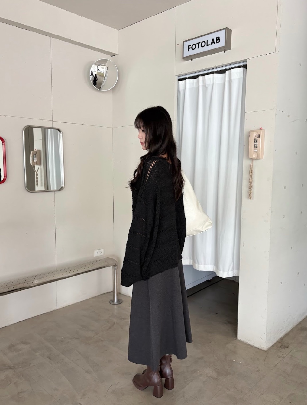 CN2 7586質感毛呢長裙(附皮帶):圖片 6