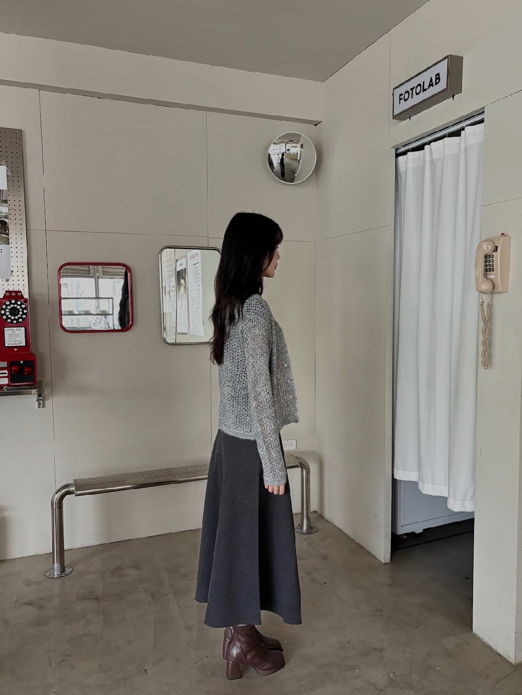 CN2 7586質感毛呢長裙(附皮帶):圖片 7