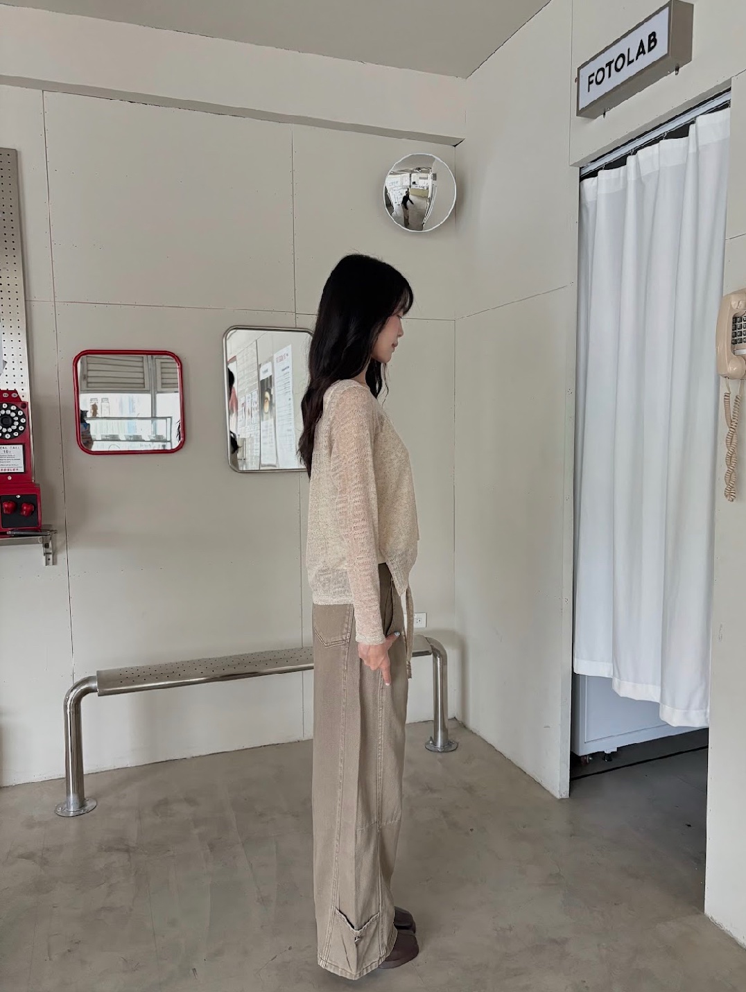 CN2 1308 復古美拉德設計感弧形牛仔褲:圖片 9