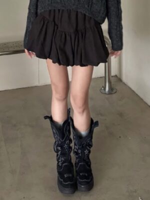 CN2 926絨感花苞裙（附皮帶）