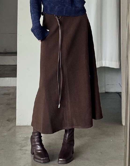 CN2 7586質感毛呢長裙(附皮帶):圖片 9