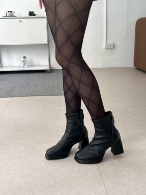 復古中線方頭短靴