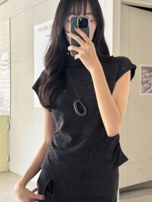 CN1 9388微高領修身上衣（附項鍊）