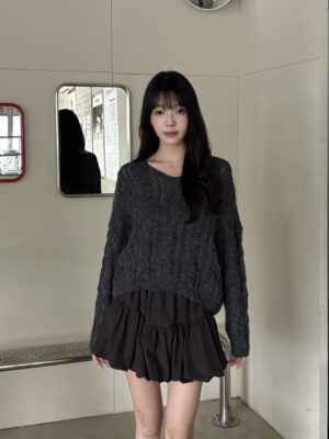 CN2 9116v 麻花編織Ｖ領毛衣