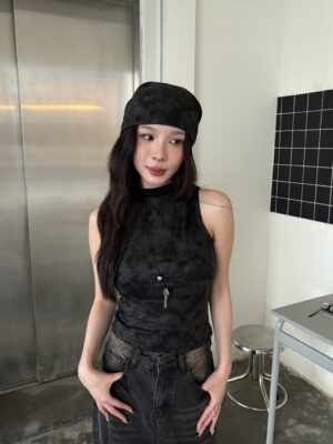 CD2立領修身皮革紮染背心套組