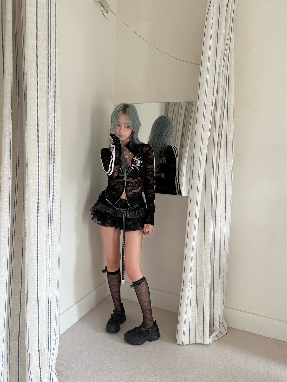 CD2蕾絲迷彩拼接澎澎裙_灰L:圖片 5