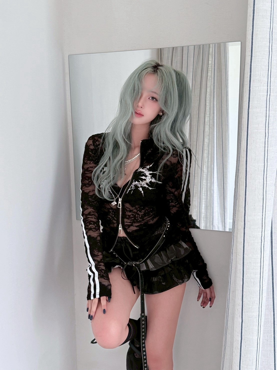 CD2蕾絲迷彩拼接澎澎裙_灰L:圖片 7