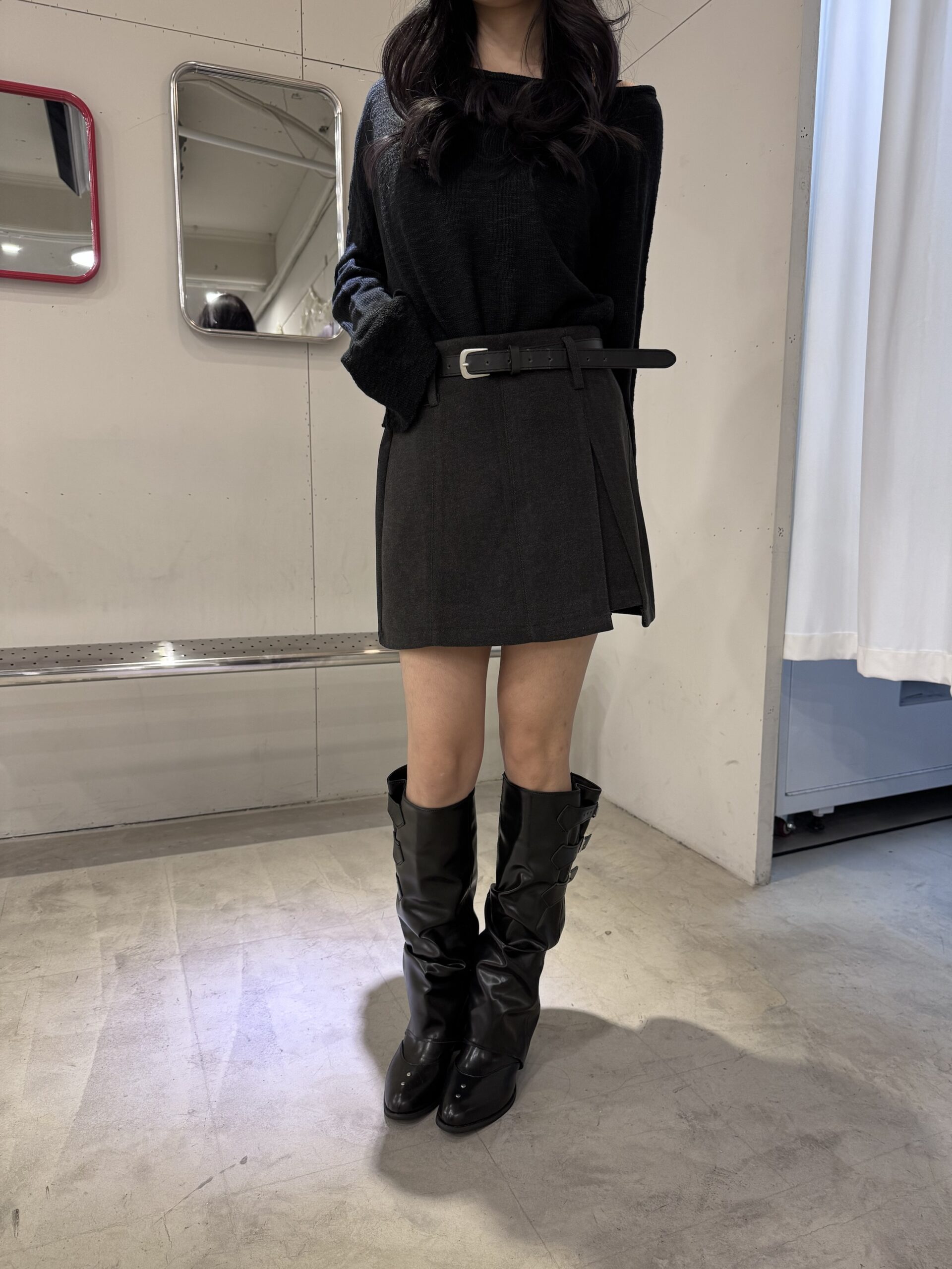 CD1 7591毛呢開衩短褲裙:圖片 2