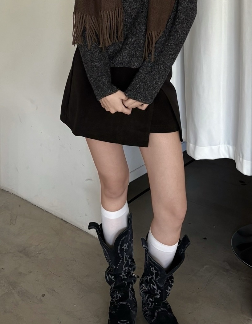 CD1 7591毛呢開衩短褲裙:圖片 4