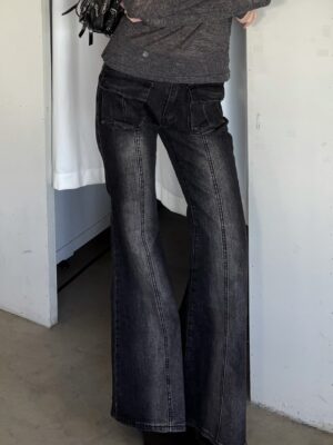 CD1 1315小口袋刷色喇叭牛仔褲