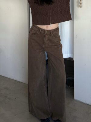 CD1 918306咖色百搭直筒褲