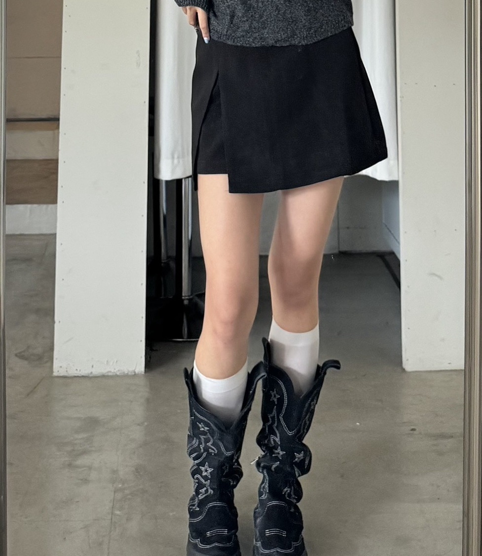 CD1 7591毛呢開衩短褲裙:圖片 3