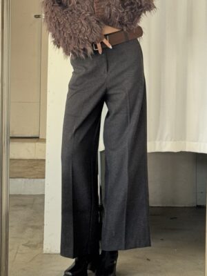 CD1 2683毛呢質感直筒西裝褲（附皮帶）