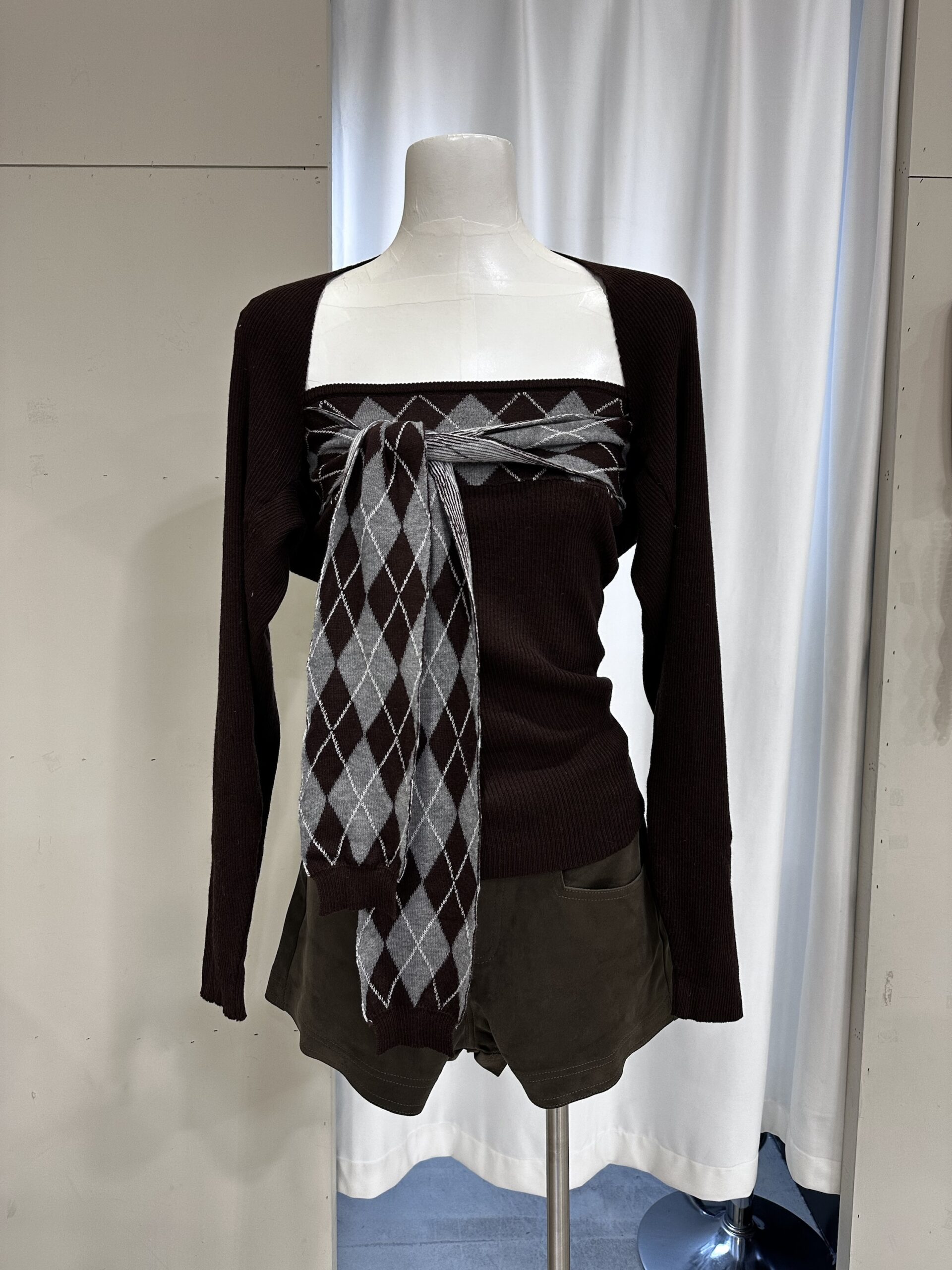 CD2 平口格紋綁帶兩件套:圖片 3