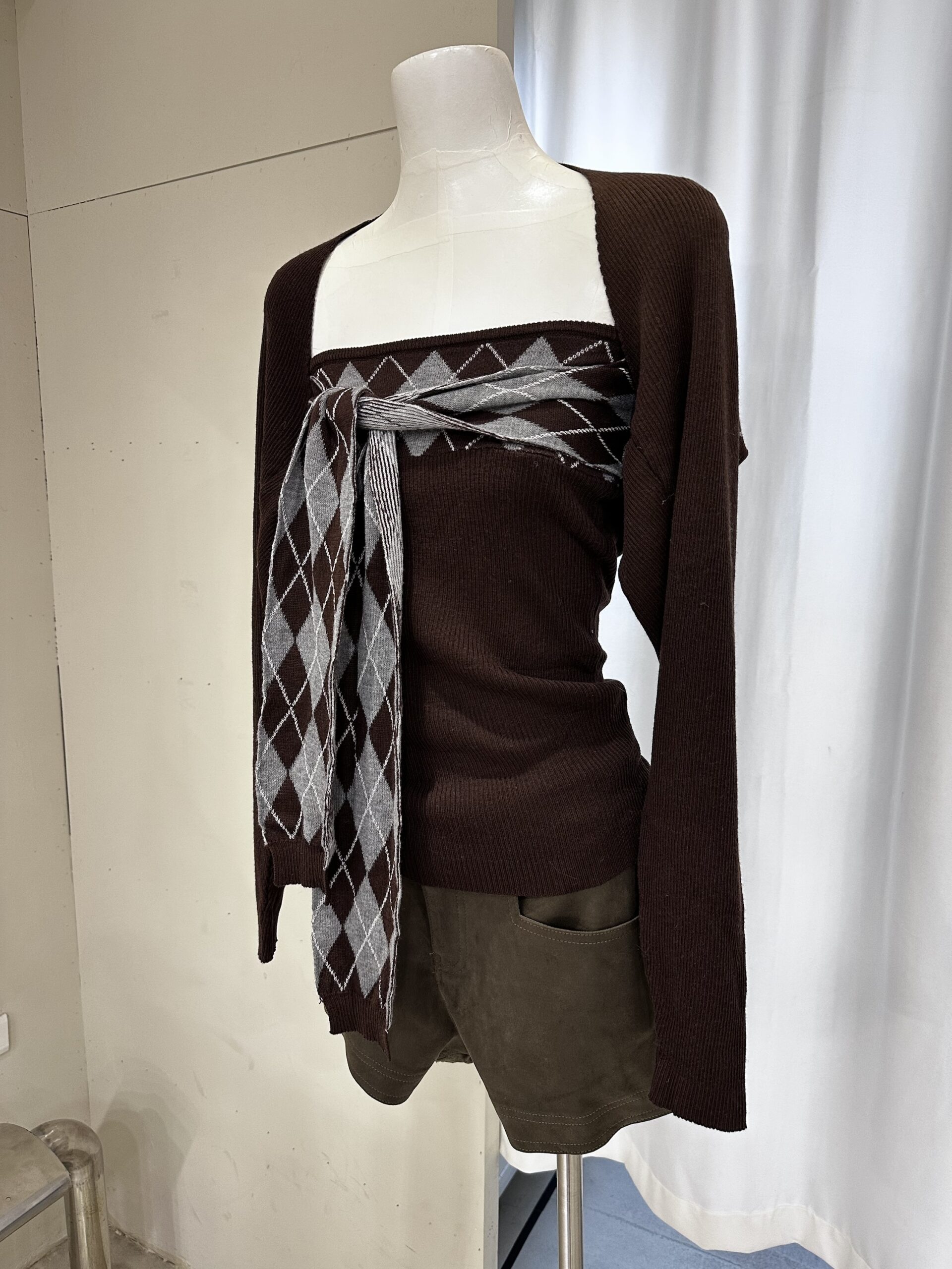 CD2 平口格紋綁帶兩件套:圖片 4