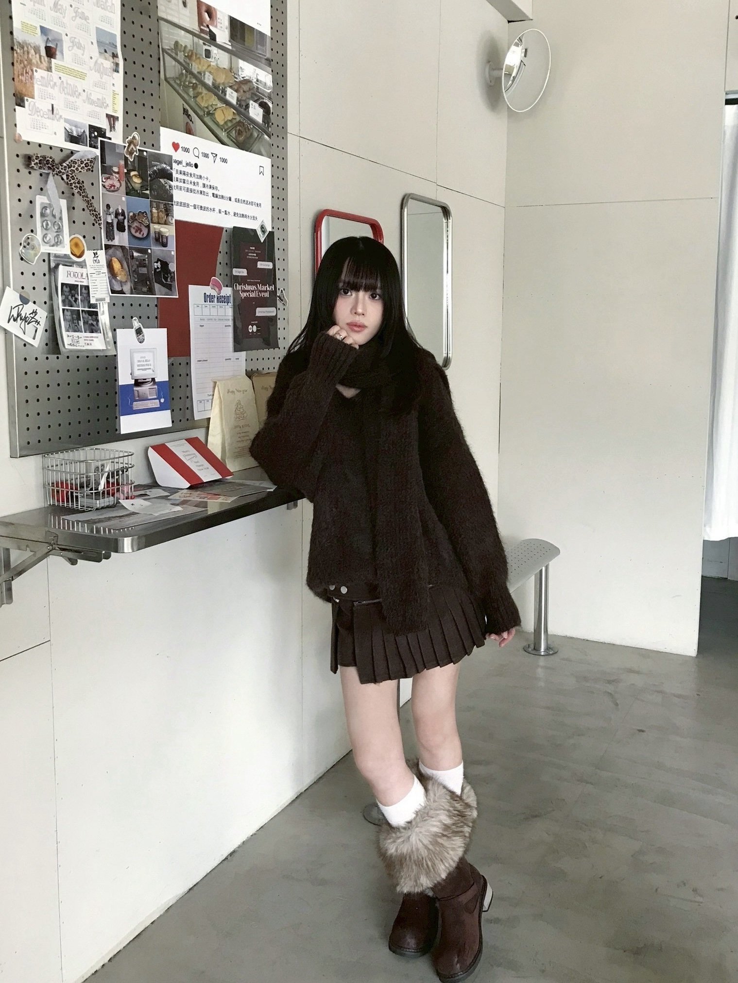 CF1 258808 V領麻花直坑條針織毛衣(附圍巾):圖片 5