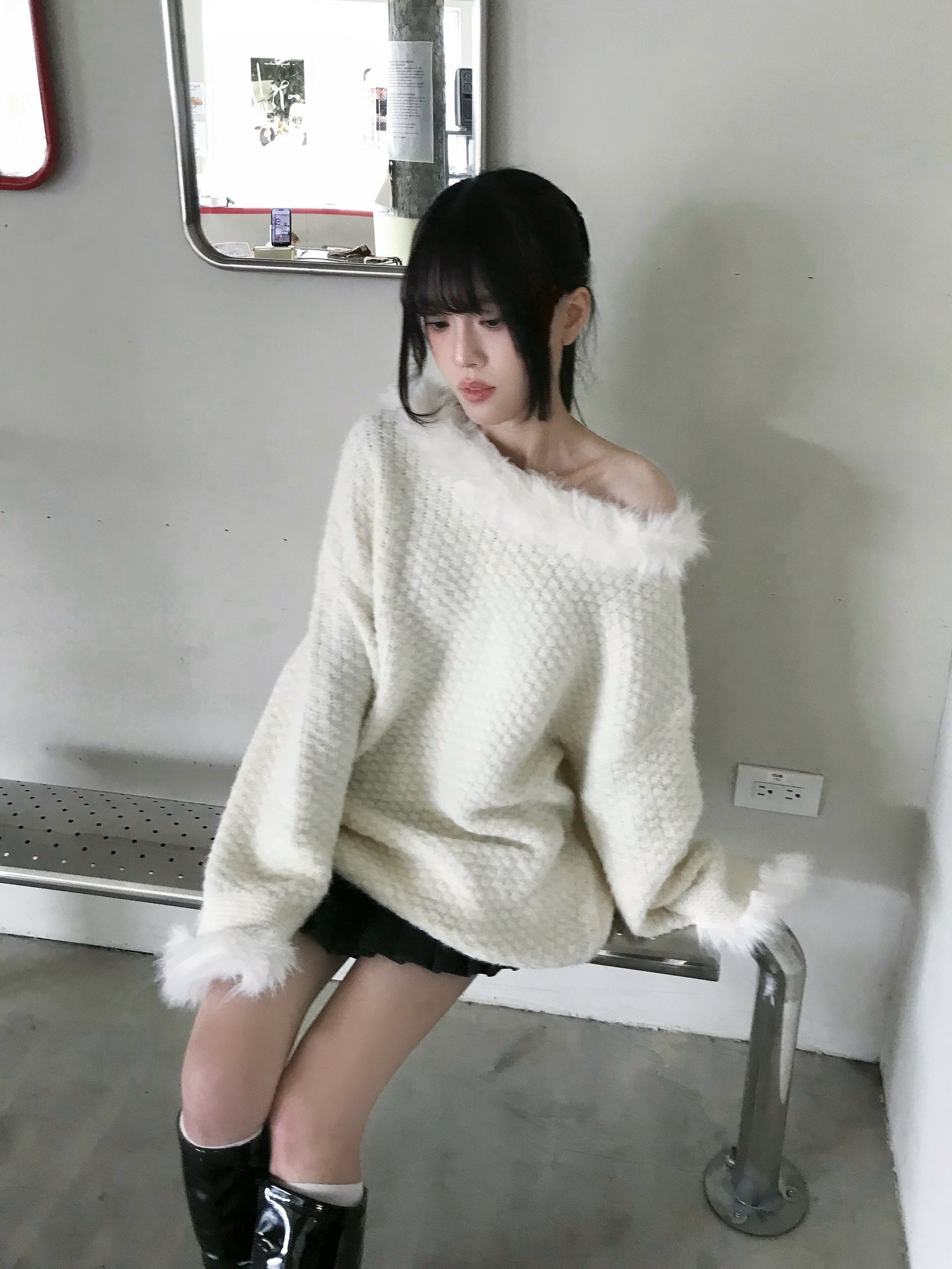 CF1 7723 拼接毛邊針織毛衣:圖片 6