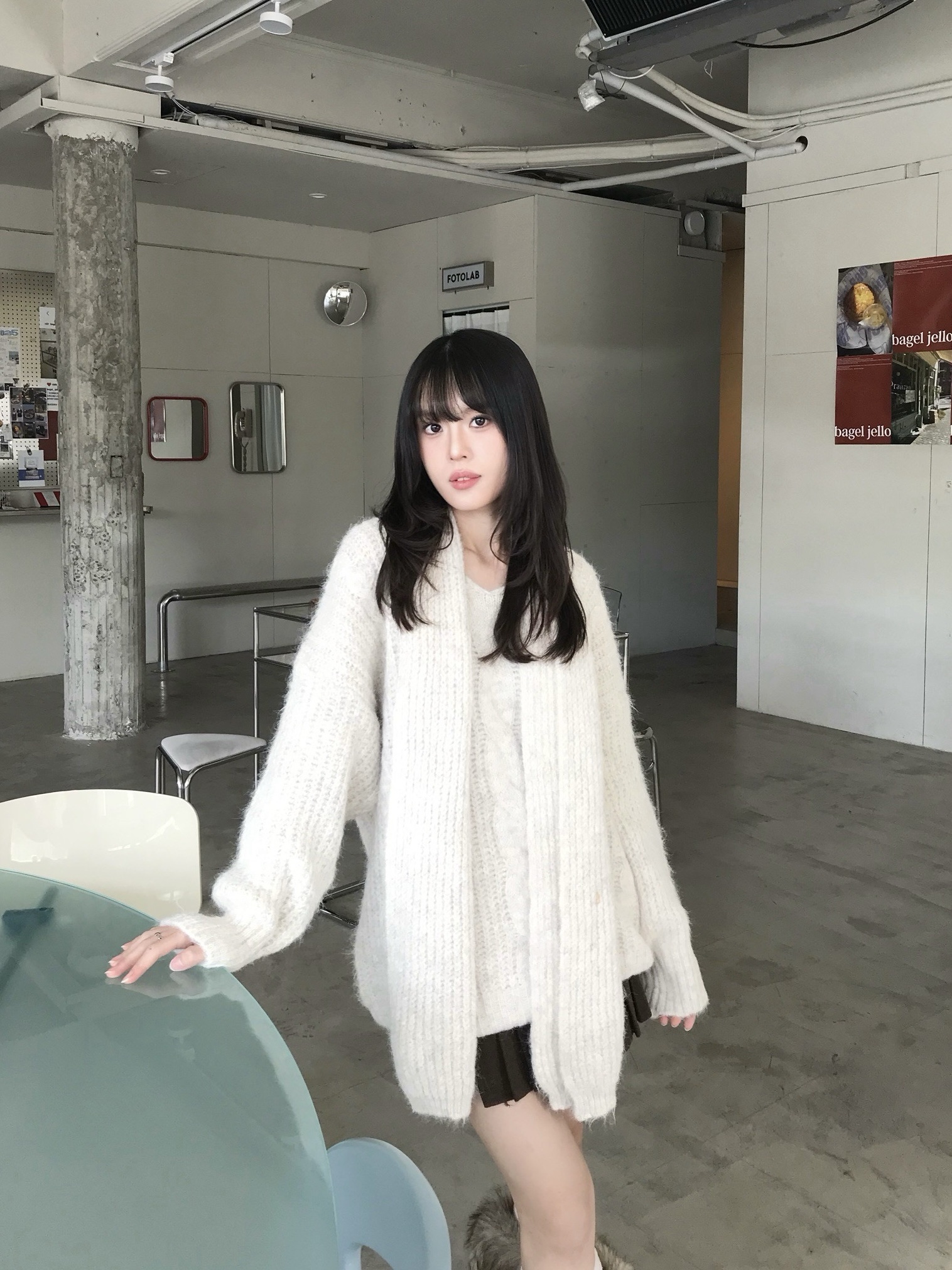 CF1 258808 V領麻花直坑條針織毛衣(附圍巾):圖片 15