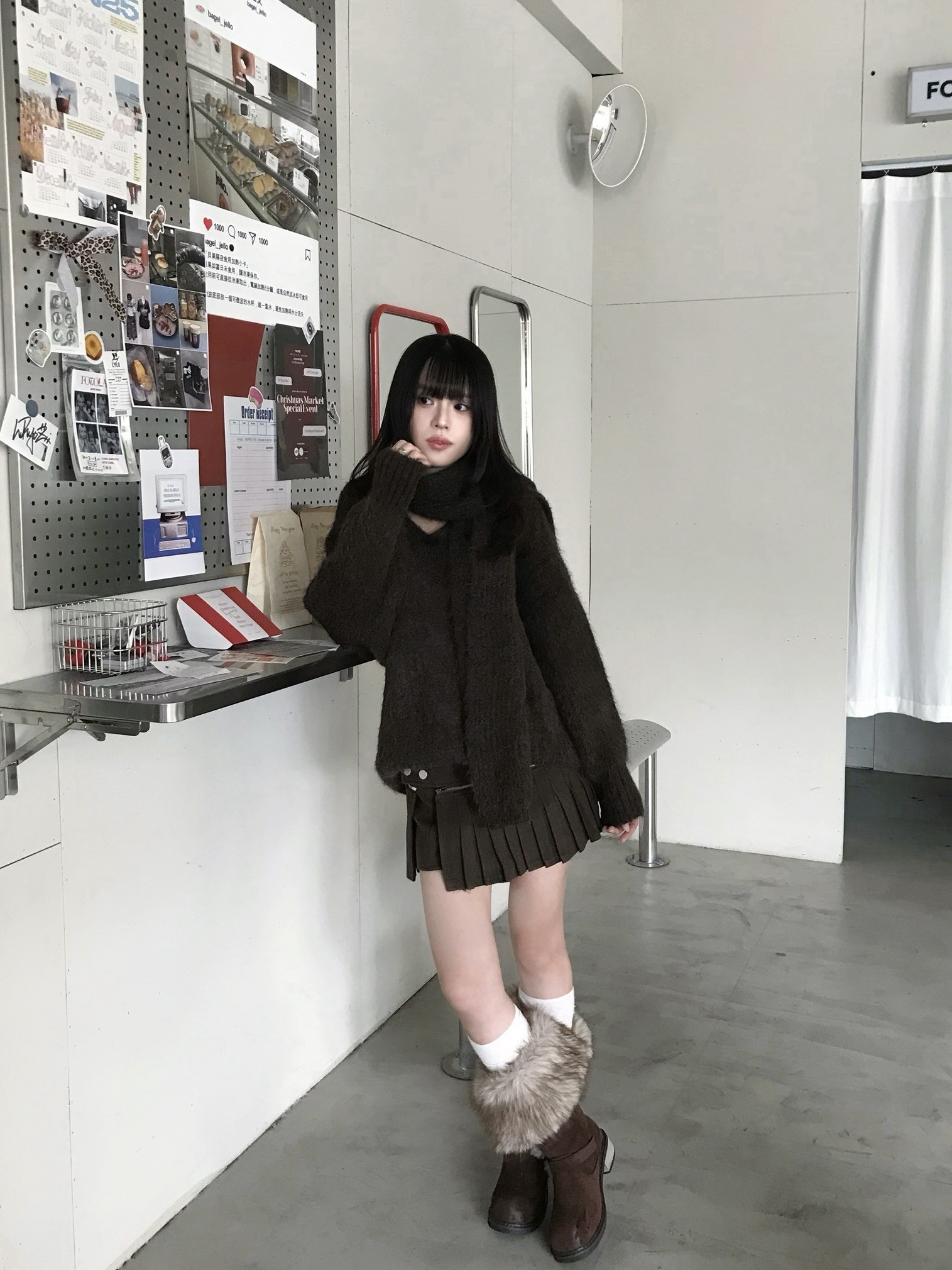 CF1 258808 V領麻花直坑條針織毛衣(附圍巾):圖片 4