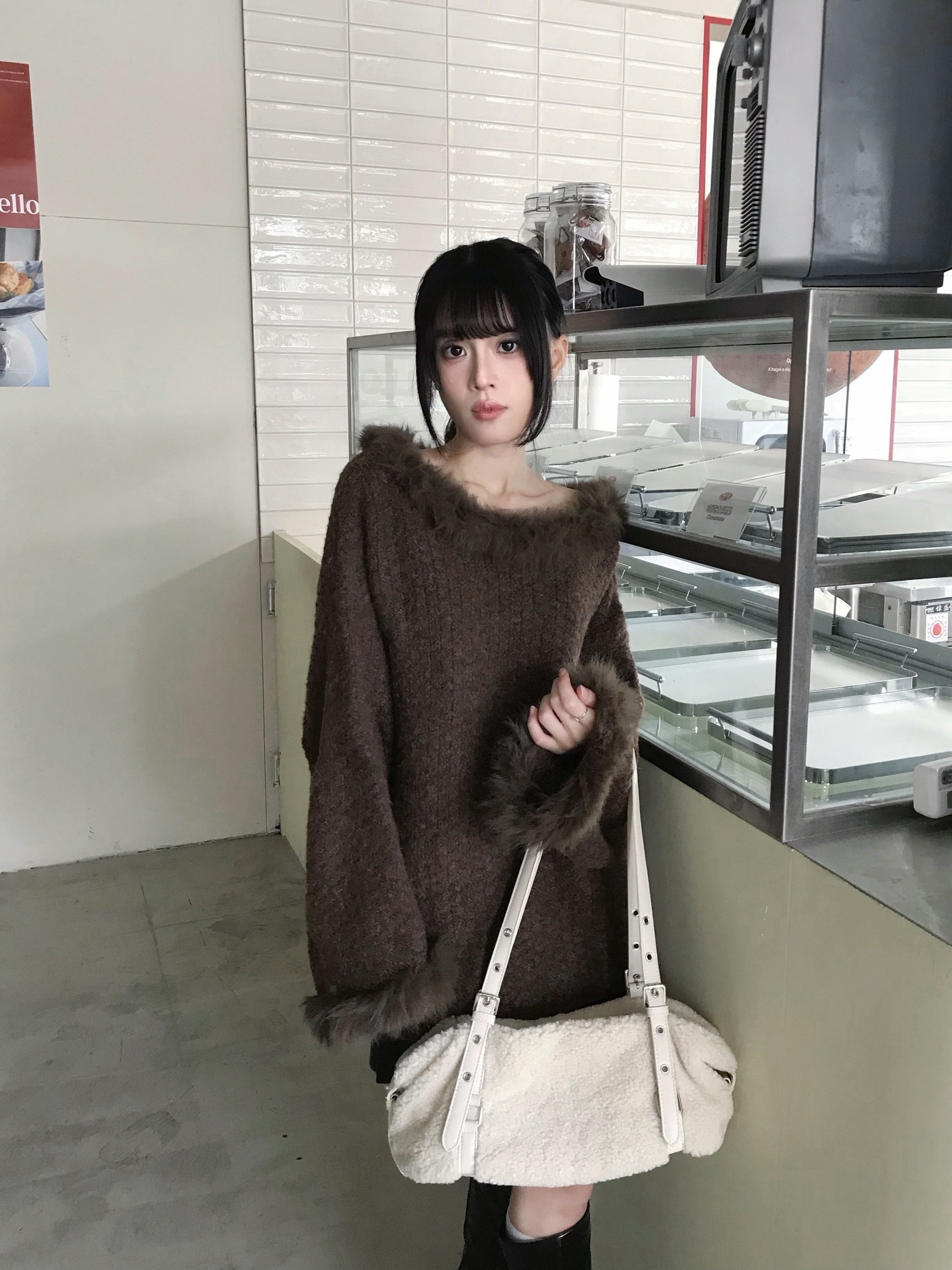 CF1 7723 拼接毛邊針織毛衣:圖片 11