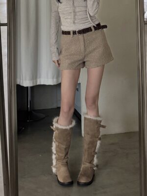 CJ2 663ＱＱ毛短褲（皮帶）