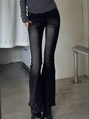 CJ2 2557顯瘦紮染低腰喇叭褲